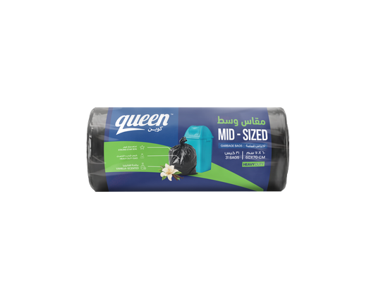 Queen Black Monthly Garbage Bags Roll - 31 Bags