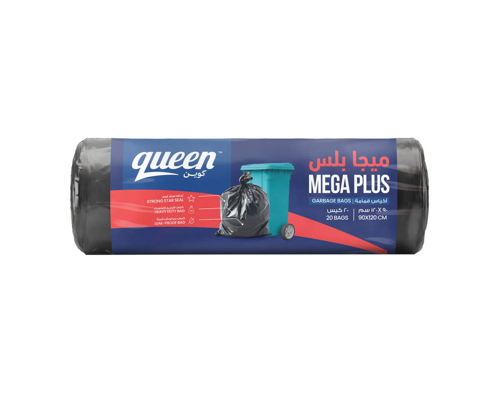 Queen Mega Plus Garbage Bags Roll - Black