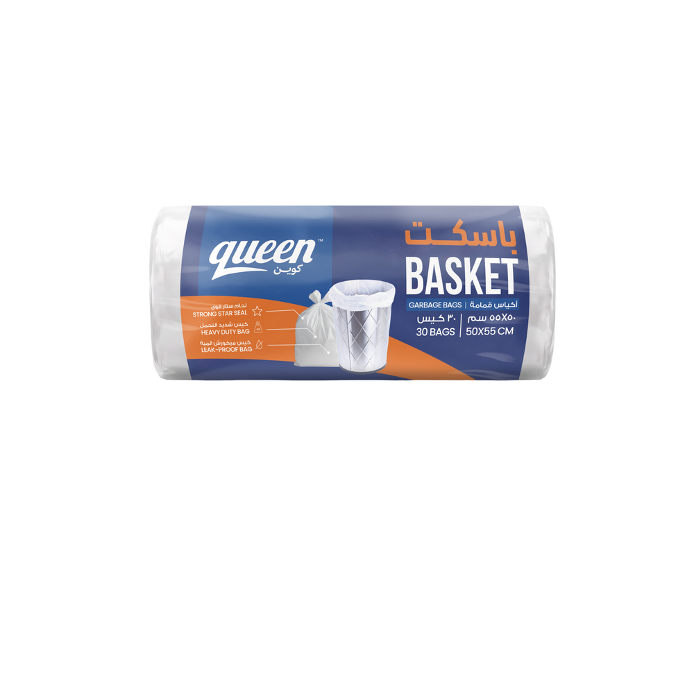 Queen Basket Garbage Bags Roll - White - 30 Bags